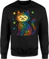 Kolorowy kot gwiazdy tęcza pixel kawaii dzień kropki Męska bluza 