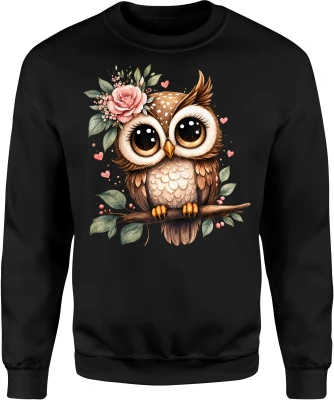 Sowa kwiaty róże ptak natura leśny klimat Męska bluza