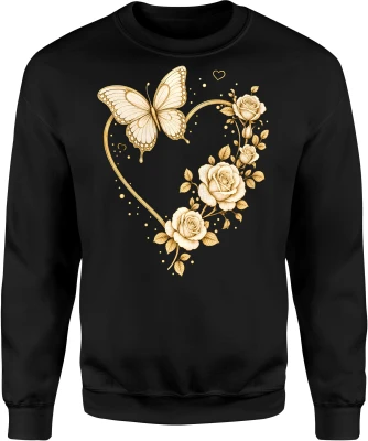 Motyl kwiaty róże serce ogród natura Męska bluza