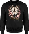 Wilk kwiaty natura wataha dzika przyroda klimat romantyczny Męska bluza 