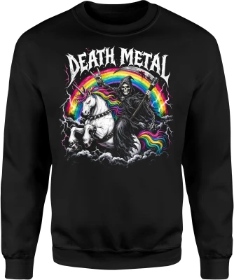 Death Metal jednorożec tęcza mocne brzmienie Męska bluza