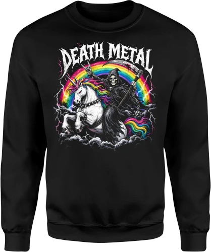 Death Metal jednorożec tęcza mocne brzmienie Męska bluza 