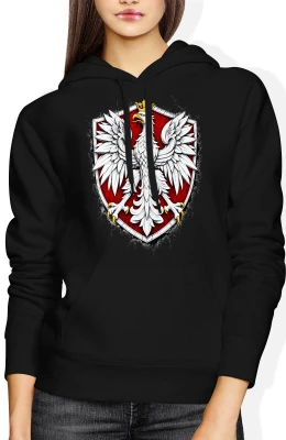 Orzeł Biały Polska godło patriotyczne narodowy polski symbol Damska bluza z kapturem