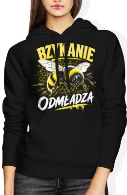 Bzykanie odmładza pasieka miód humor dla hodowcy pszczół Damska bluza z kapturem