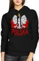 Polska Orzeł Biały godło patriotyczne biało czerwoni Damska bluza z kapturem 