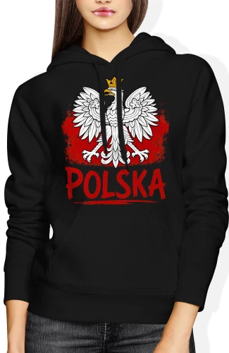 Polska Orzeł Biały godło patriotyczne biało czerwoni Damska bluza z kapturem 