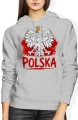 Polska Orzeł Biały godło patriotyczne biało czerwoni Damska bluza z kapturem 