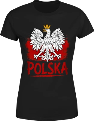 Polska Orzeł Biały godło patriotyczne biało czerwoni Damska koszulka