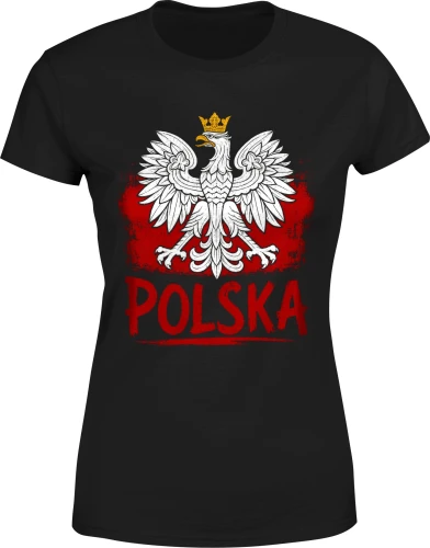 Orzeł Biały godło narodowe biało czerwoni duma Polaka Damska koszulka color:#000000