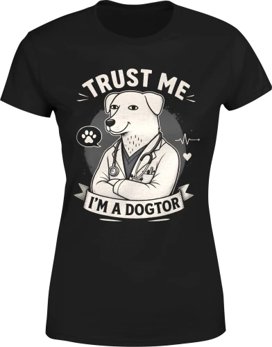 Trust Me I'm A Dogtor pies lekarz Damska koszulka color:#000000