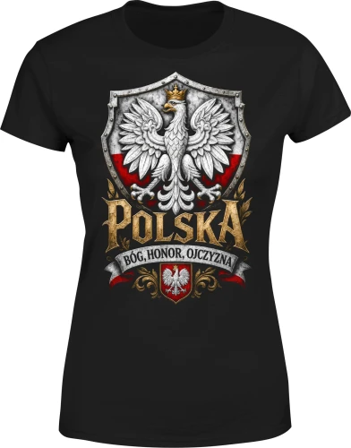 Polska Orzeł godło korona ojczyzna wolność honor Damska koszulka color:#000000