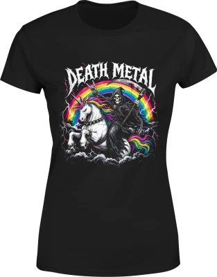 Death Metal jednorożec tęcza mocne brzmienie Damska koszulka