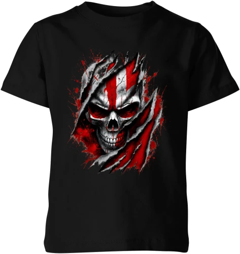 Czaszka rozdarta pazurami czerwone oczy mroczny klimat Dziecięca koszulka 