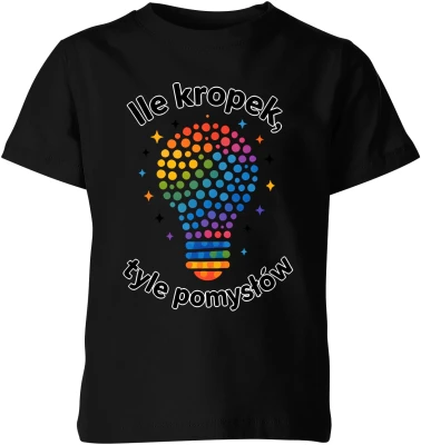 Ile kropek tyle pomysłów kolorowa żarówka szkoła edukacja Dzień Kropki Dziecięca koszulka