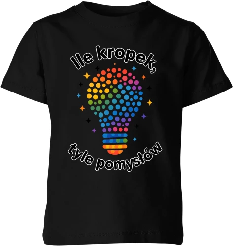 Ile kropek tyle pomysłów kolorowa żarówka szkoła edukacja Dzień Kropki Dziecięca koszulka 