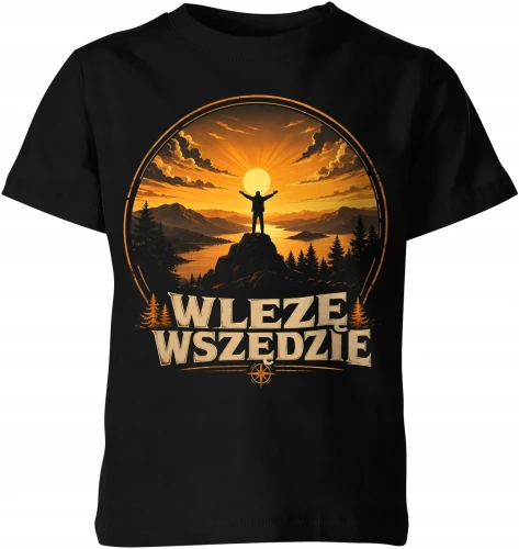 Wlezę wszędzie trekking wędrówki przygoda Dziecięca koszulka color:#000000