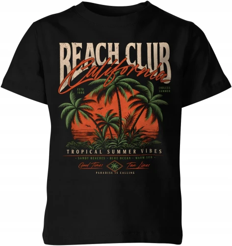 Beach Club California tropical summer palm wakacje Dziecięca koszulka 