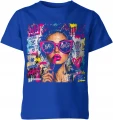 Glam Girl Queen okulary neonowe usta fashion Dziecięca koszulka 