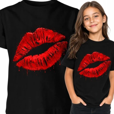Czerwone Usta kiss lips glam fashion Dziecięca koszulka