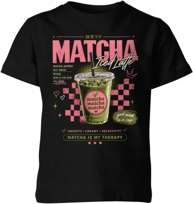 Matcha Latte Iced Herbata Zielona Napój Cafe Dziecięca koszulka