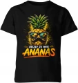 Ananas okulary wąsy tropikalny owoc wakacje humor Dziecięca koszulka 