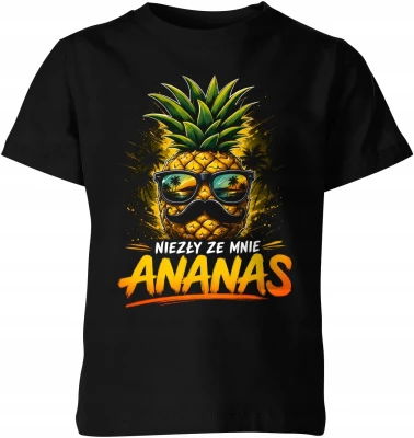 Ananas okulary wąsy tropikalny owoc wakacje humor Dziecięca koszulka