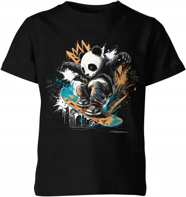 Panda skate deskorolka street miejski styl Dziecięca koszulka