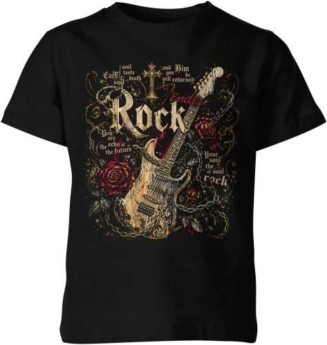 Fender Rock Gitara Elektryczna Róże Łańcuchy  Dziecięca koszulka 