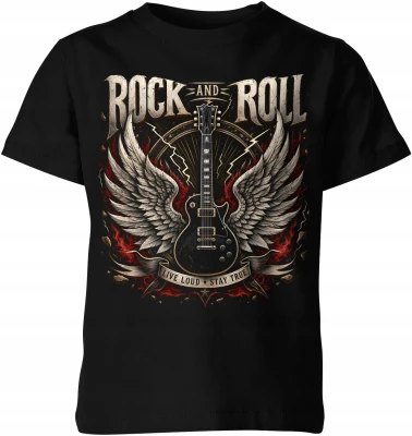 Rock And Roll Gitara Elektryczna Muzyka Rockowa Skrzydła Dziecięca koszulka