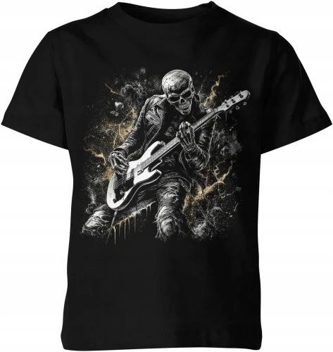Rock Metal gitarzysta czaszka gitara elektryczna Dziecięca koszulka 