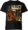 Muzyka Jazz instrumenty saksofon trąbka fortepian Dziecięca koszulka 