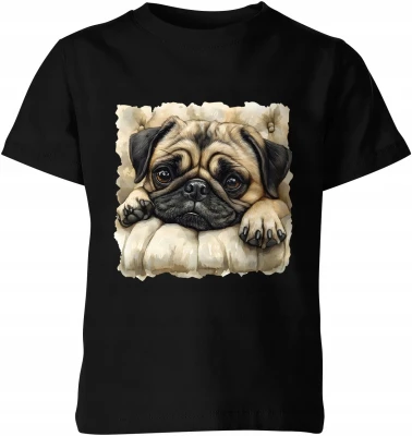 Mops pies puppy cute dog lovers Dziecięca koszulka