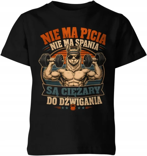 Nie ma picia nie ma spania Lama siłownia alpaka gym Dziecięca koszulka 