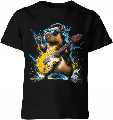 Kapibara Gitara Zwierzę Rockstar Koncert Dziecięca koszulka