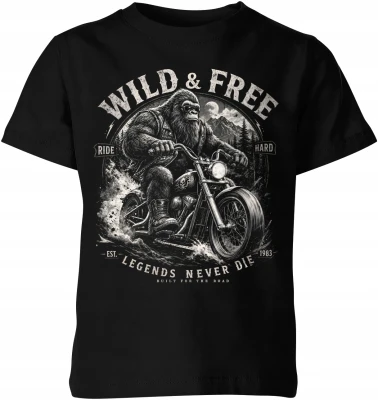 Goryl motocyklista chopper wild and free ride hard Dziecięca koszulka