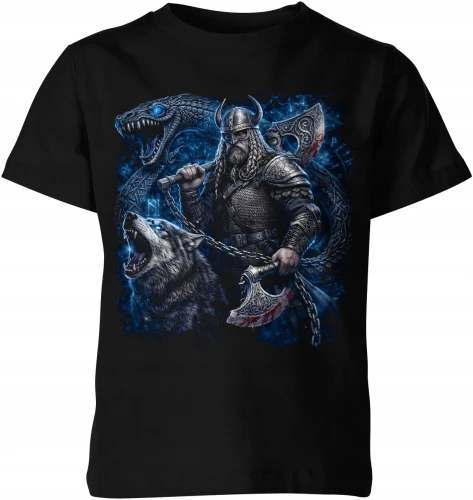 Wiking berserker wilk Fenrir wąż nordycki Dziecięca koszulka 