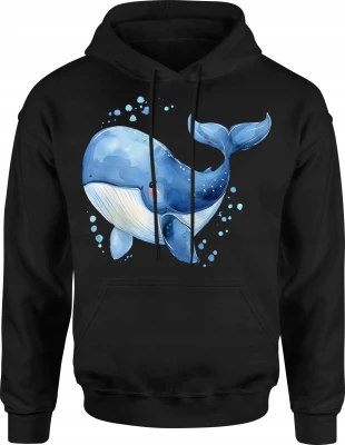 Kawaii wieloryb uroczy ssak pastelowy styl Męska bluza z kapturem