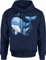 Kawaii wieloryb uroczy ssak pastelowy styl Męska bluza z kapturem 