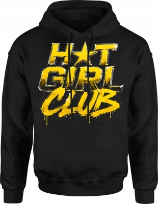 Hot Girl Club złoty styl błyszczące litery Męska bluza z kapturem