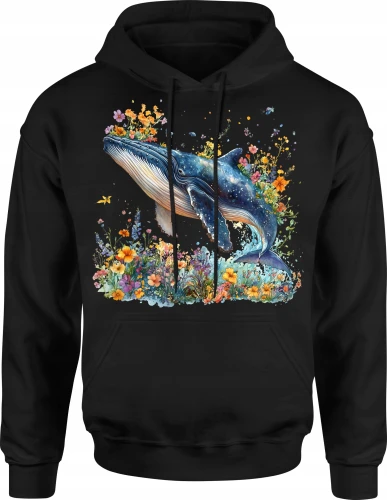 Wieloryb motyle ocean natura morski świat Męska bluza z kapturem 
