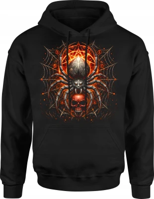Mroczny pająk czaszka okultystyczne symbole fantasy Męska bluza z kapturem