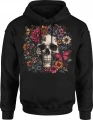 Kwiaty i Czaszka motyl dark flower Męska bluza z kapturem 