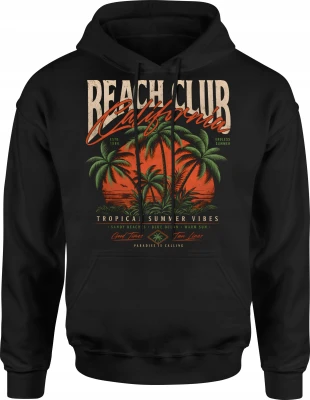 Beach Club California tropical summer palm wakacje Męska bluza z kapturem