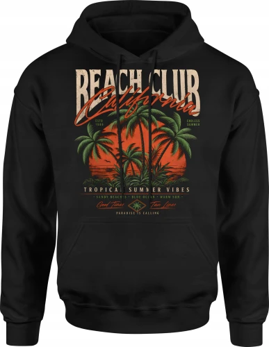 Beach Club California tropical summer palm wakacje Męska bluza z kapturem 