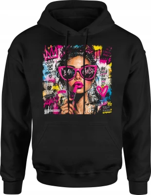 Glam Girl Queen okulary neonowe usta fashion Męska bluza z kapturem