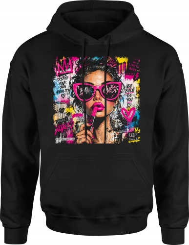 Glam Girl Queen okulary neonowe usta fashion Męska bluza z kapturem 