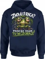 Znowu praca przecież byłem tu wczoraj zmęczona żaba Męska bluza z kapturem 
