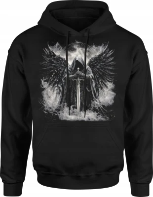 Mroczny anioł skrzydła miecz fantasy dark Męska bluza z kapturem