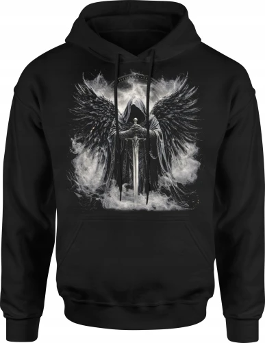 Mroczny anioł skrzydła miecz fantasy dark Męska bluza z kapturem 