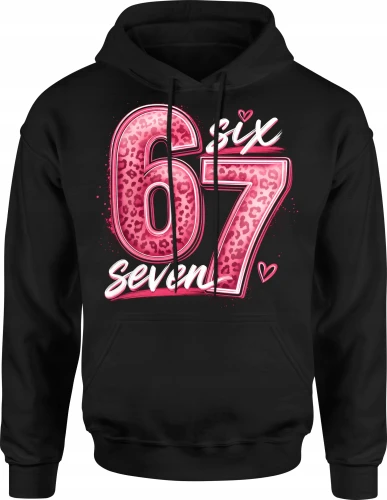 6 7 six seven śmieszna różowa pantera mem Męska bluza z kapturem 